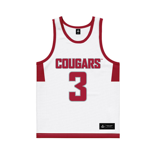 WSU - NCAA Men's Basketball : Jaylen Harrell - White Basketball Jersey-0