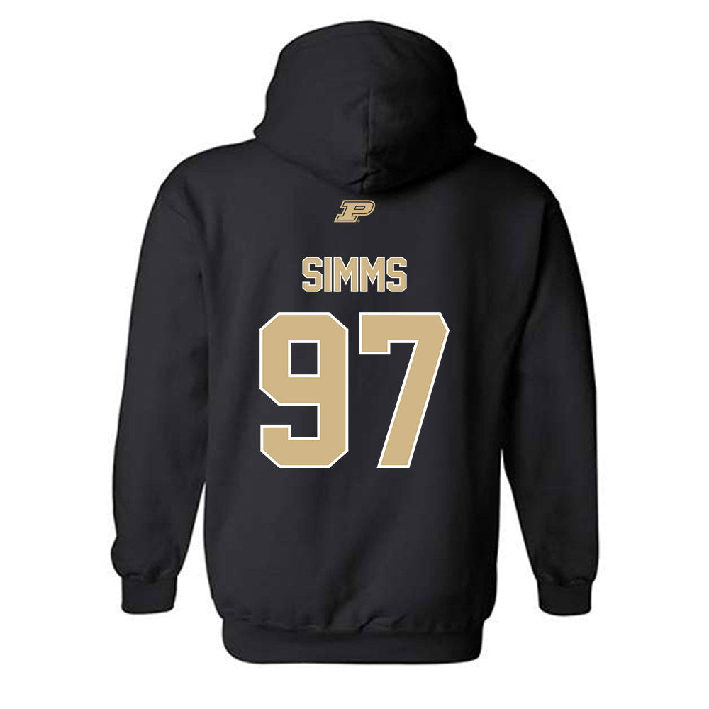 Purdue - NCAA Football : Wisdom Simms - Sports Shersey Hooded Sweatshirt-1