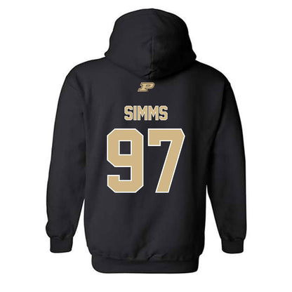 Purdue - NCAA Football : Wisdom Simms - Sports Shersey Hooded Sweatshirt-1