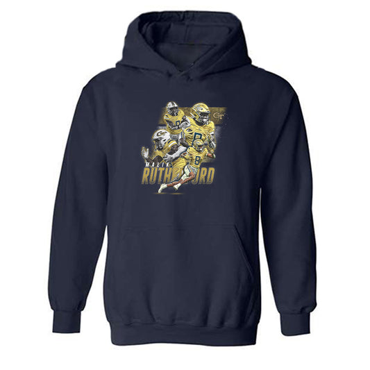 Georgia Tech - NCAA Football : Malik Rutherford - Hooded Sweatshirt Collage Design