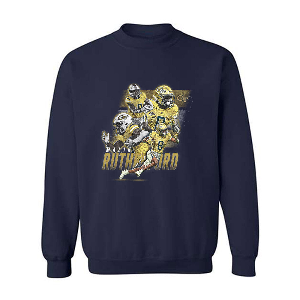 Georgia Tech - NCAA Football : Malik Rutherford - Crewneck Sweatshirt Player Collage