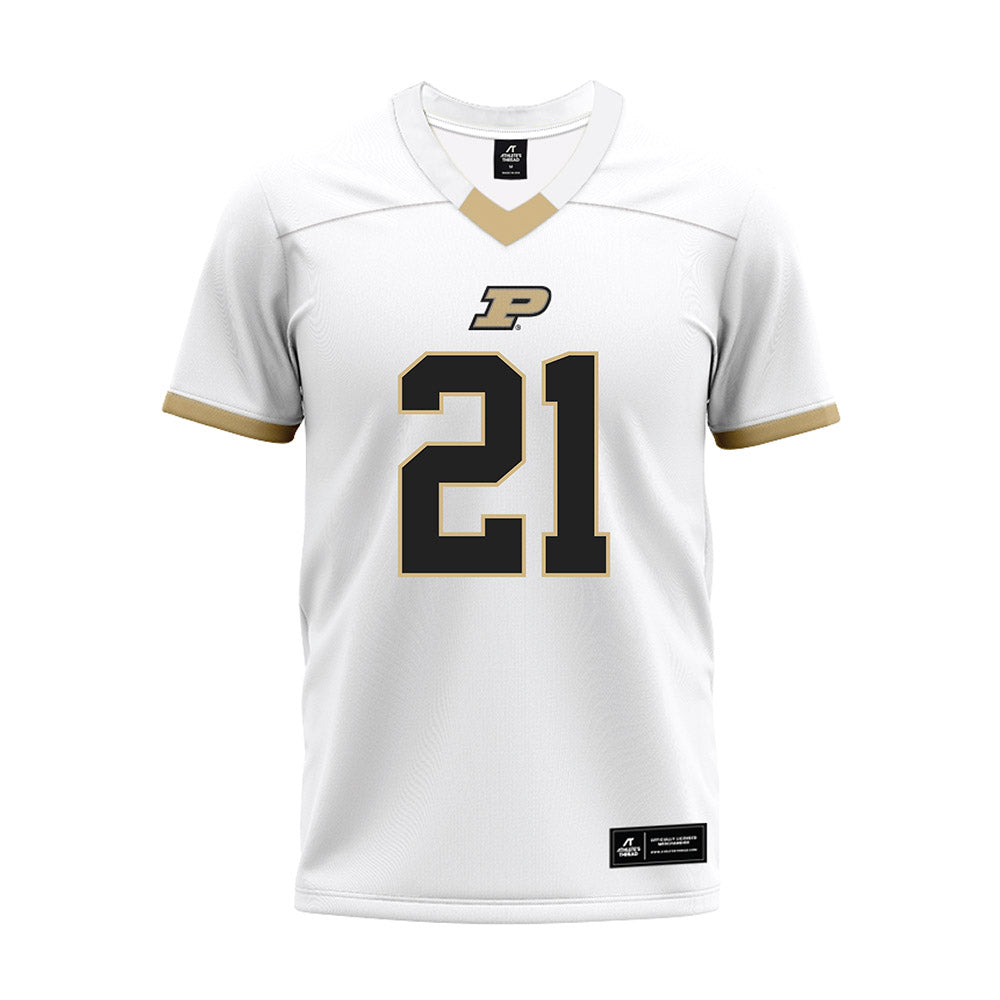 Purdue - NCAA Football : Justin Denson Jr. - White Premium Football Jersey-0