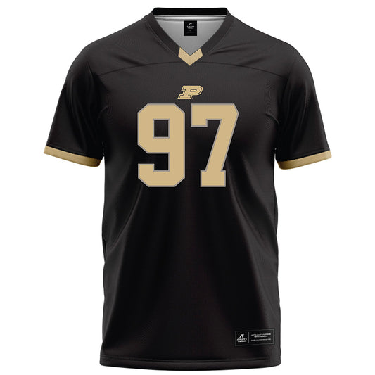 Purdue - NCAA Football : Wisdom Simms - Black Football Jersey-0