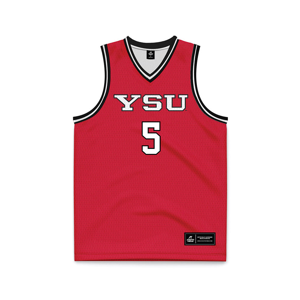 Youngstown State - NCAA Men's Basketball : Shaheed Solebo - Red Basketball Jersey-0