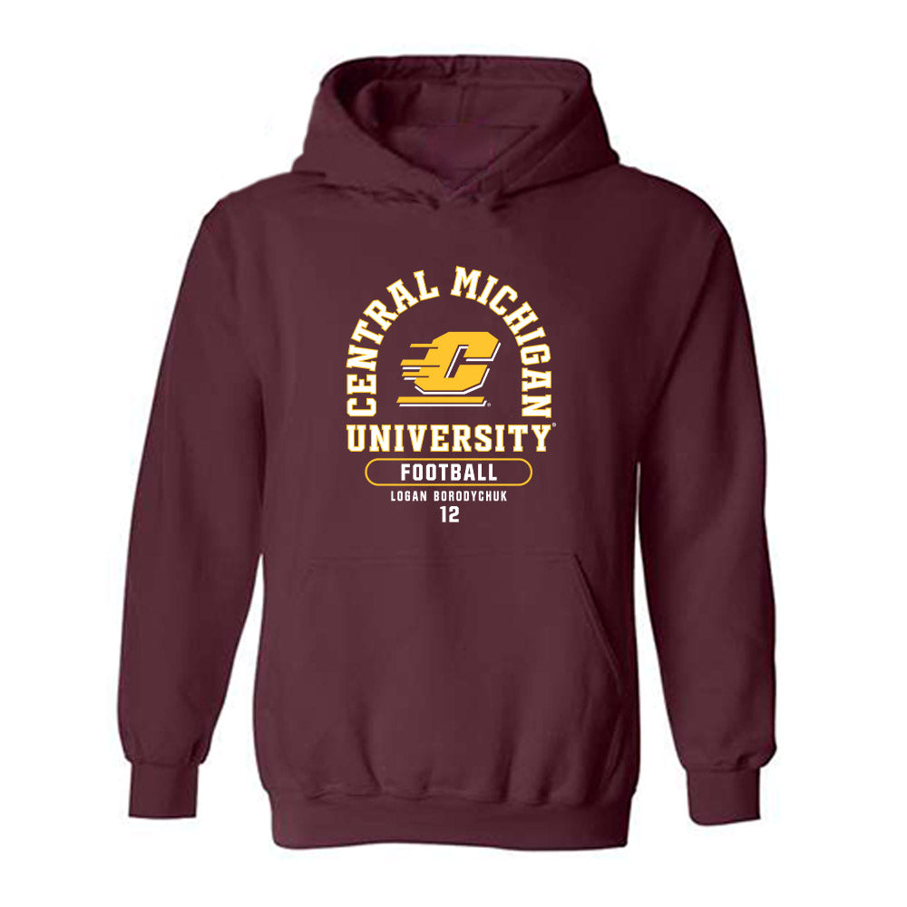 Central Michigan - NCAA Football : Logan Borodychuk - Classic Fashion Shersey Hooded Sweatshirt-0