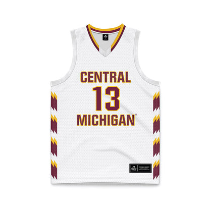 Central Michigan - NCAA Men's Basketball : Keenan Garner - White Basketball Jersey-0