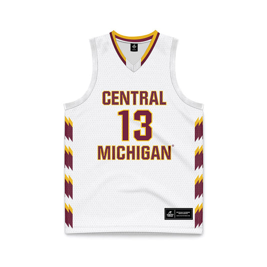 Central Michigan - NCAA Men's Basketball : Keenan Garner - White Basketball Jersey-0