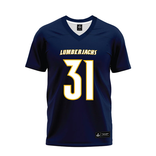 Northern Arizona - NCAA Football : Jaiden Letua - Navy Premium Football Jersey-0