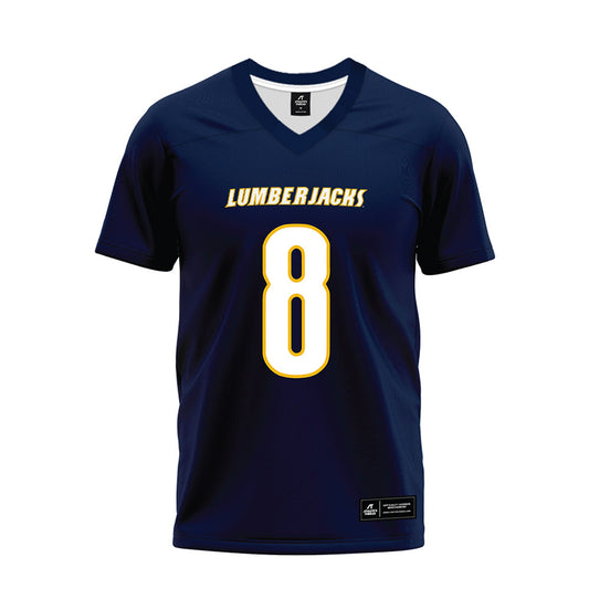 Northern Arizona - NCAA Football : Jaiden Letua - Navy Premium Football Jersey-0