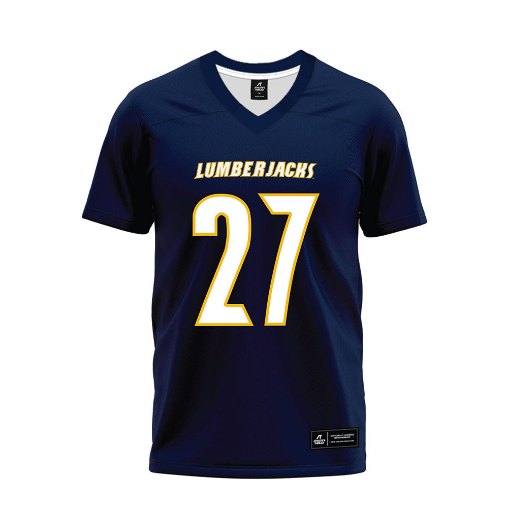 Northern Arizona - NCAA Football : Nehemiah Norwood - Navy Premium Football Jersey-0