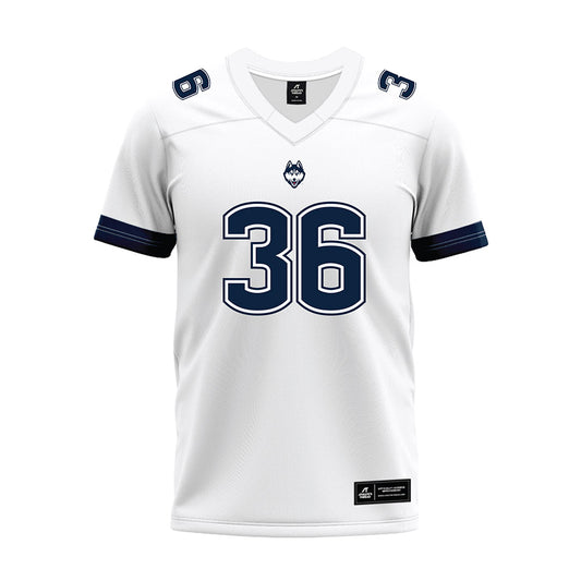UConn - NCAA Football : Tyler Marescot - White Premium Football Jersey-0