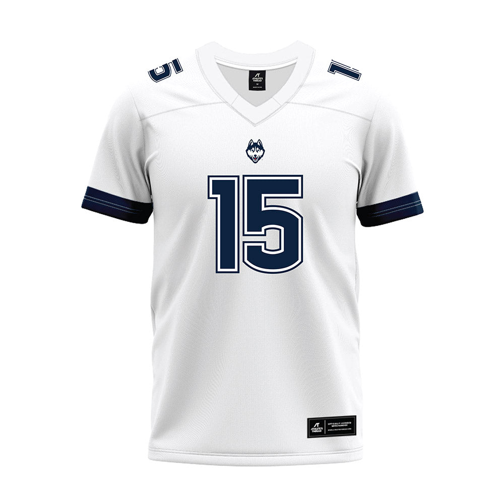 UConn - NCAA Football : Cam Abshire - White Premium Football Jersey-0