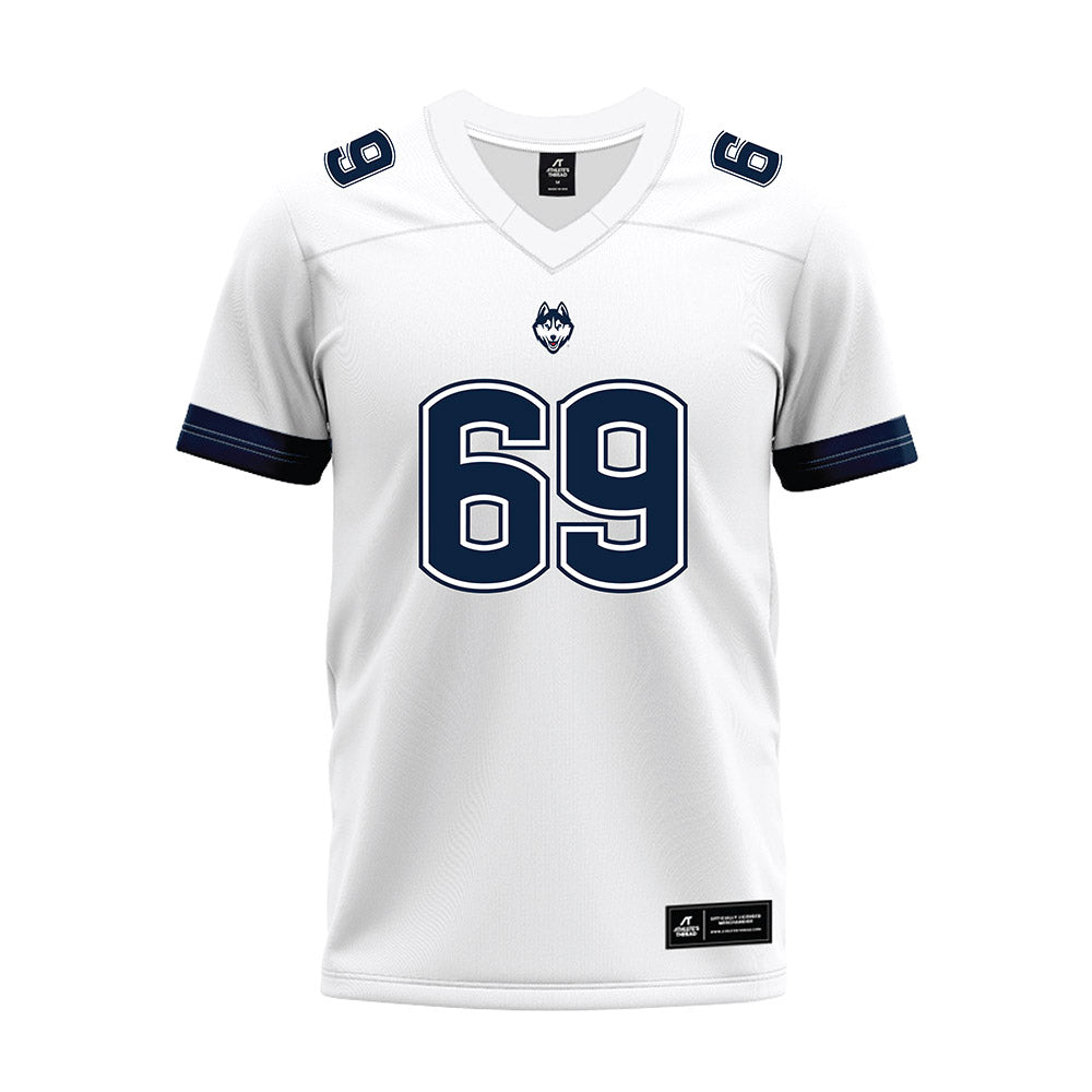 UConn - NCAA Football : Ty Chan - White Premium Football Jersey-0