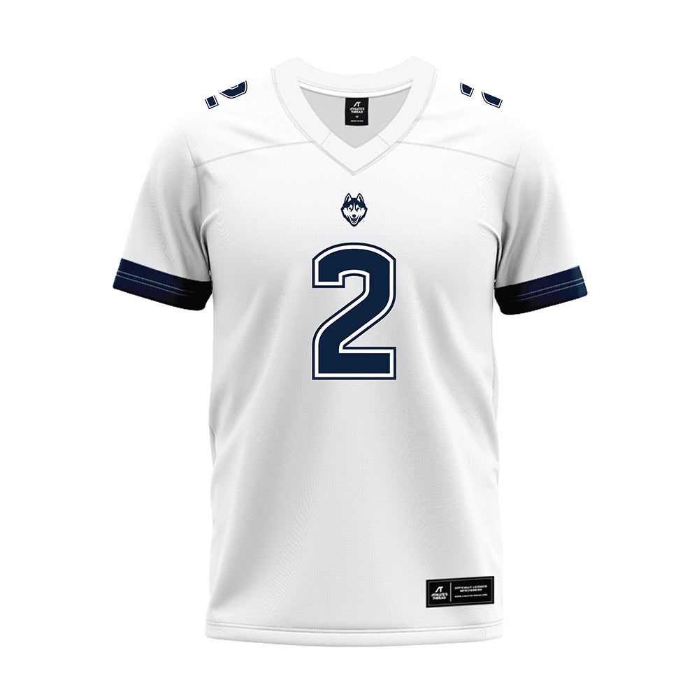 UConn - NCAA Football : Jediyah Willoughby - White Premium Football Jersey-0