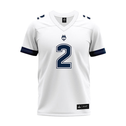 UConn - NCAA Football : Jediyah Willoughby - White Premium Football Jersey-0