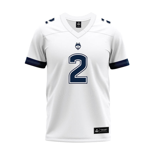 UConn - NCAA Football : Jediyah Willoughby - White Premium Football Jersey-0