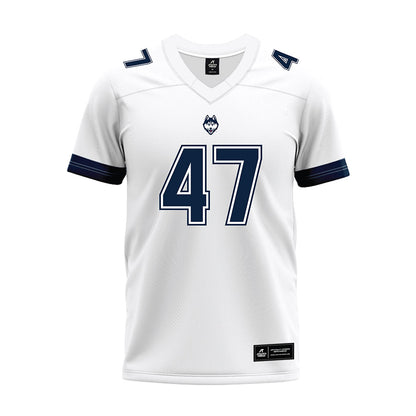UConn - NCAA Football : Jayden Jones - White Premium Football Jersey-0