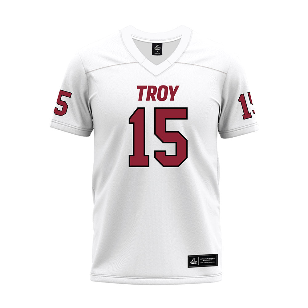 Troy - NCAA Football : TJ Lott - White Premium Football Jersey-0