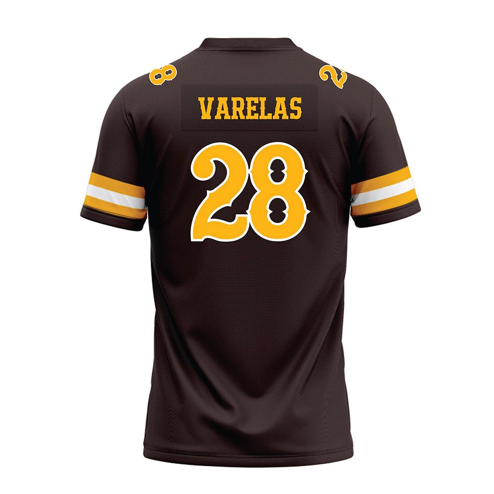 Wyoming - NCAA Football : Nikos Varelas - Brown Premium Football Jersey-1