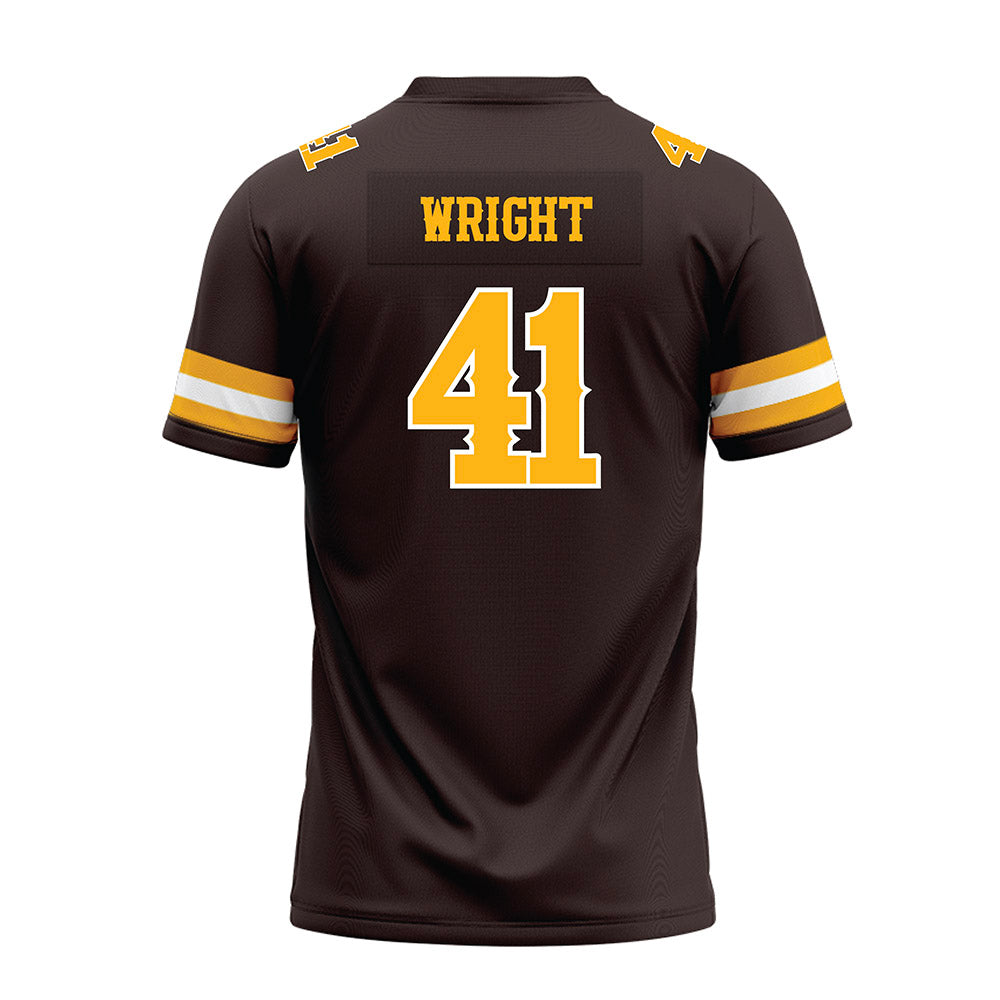 Wyoming - NCAA Football : Mason Wright - Brown Premium Football Jersey-1