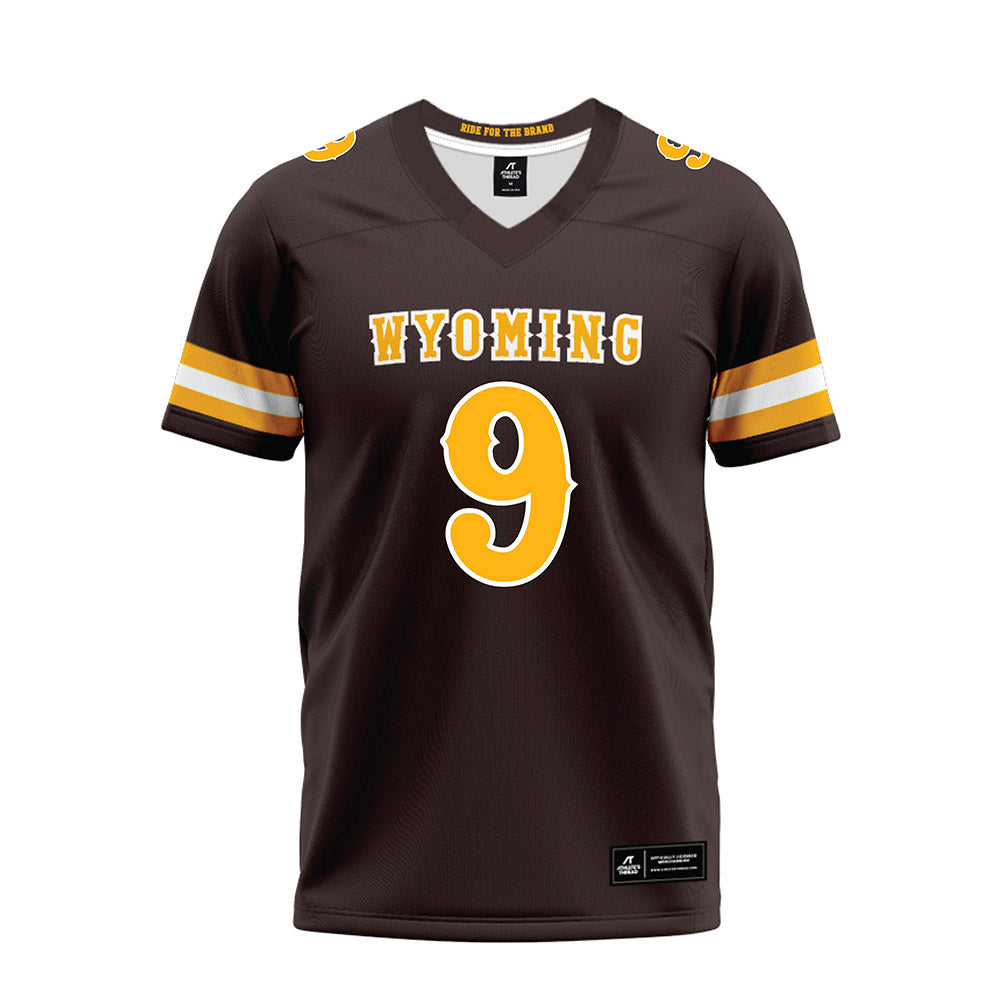 Wyoming - NCAA Football : Jackson Holman - Brown Premium Football Jersey-0