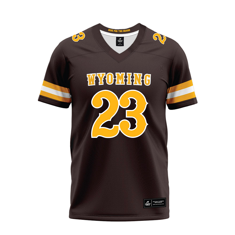 Wyoming - NCAA Football : Jones Thomas - Brown Premium Football Jersey-0