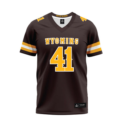 Wyoming - NCAA Football : Mason Wright - Brown Premium Football Jersey-0