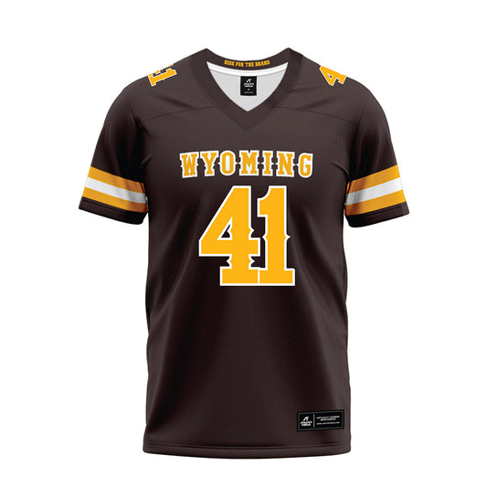 Wyoming - NCAA Football : Mason Wright - Brown Premium Football Jersey-0