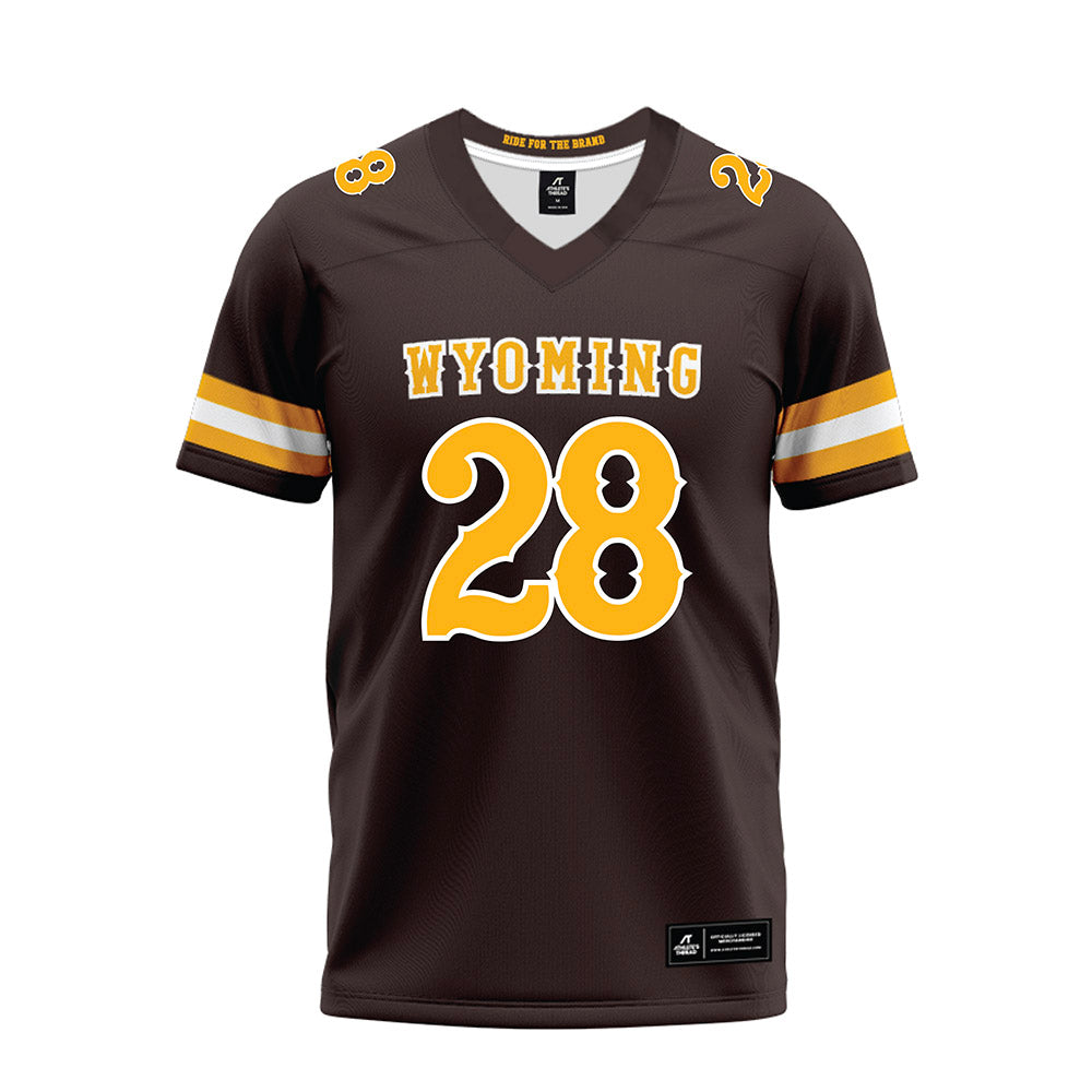 Wyoming - NCAA Football : Nikos Varelas - Brown Premium Football Jersey-0