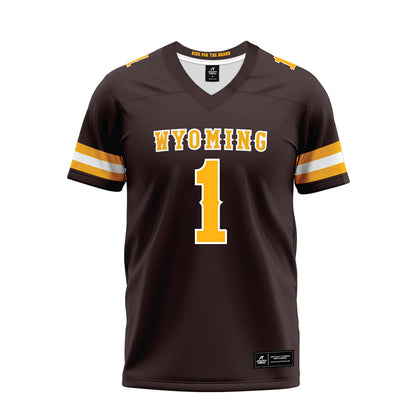 Wyoming - NCAA Football : Desman Hearns - Brown Premium Football Jersey-0