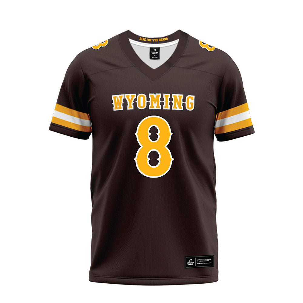 Wyoming - NCAA Football : Logan Mackey - Brown Premium Football Jersey-0