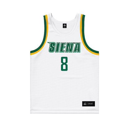 Siena - NCAA Men's Basketball : Mosi Clayton - White Basketball Jersey-0