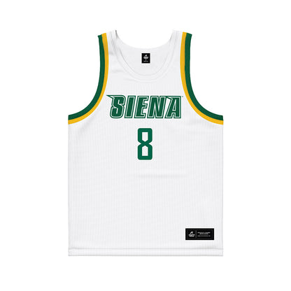 Siena - NCAA Men's Basketball : Mana Martin - White Basketball Jersey-0