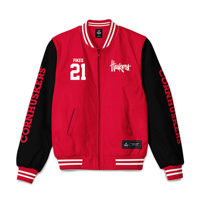 Nebraska - NCAA Baseball : Trey Fikes - Bomber Jacket-0