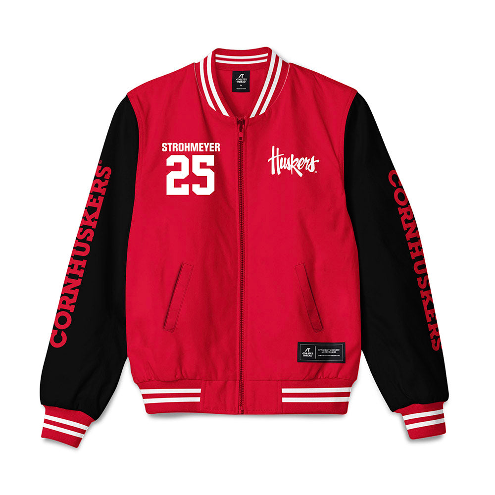Nebraska - NCAA Baseball : Reed Strohmeyer - Bomber Jacket-0