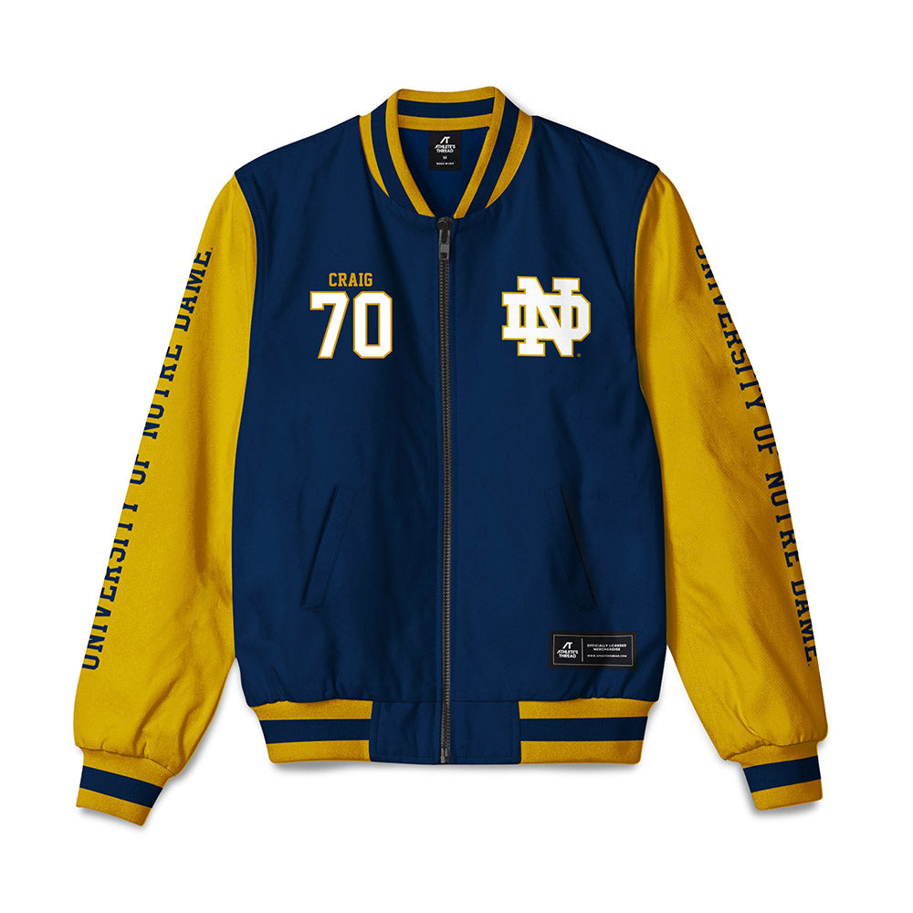 Notre Dame - NCAA Football : Ashton Craig - Bomber Jacket-0
