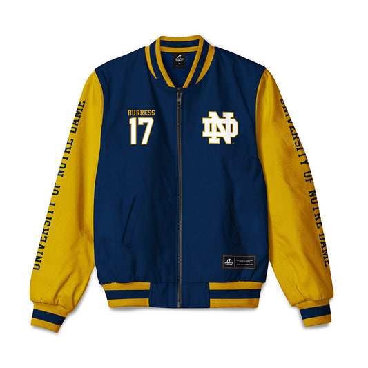 Notre Dame - NCAA Football : Elijah Burress - Bomber Jacket-0