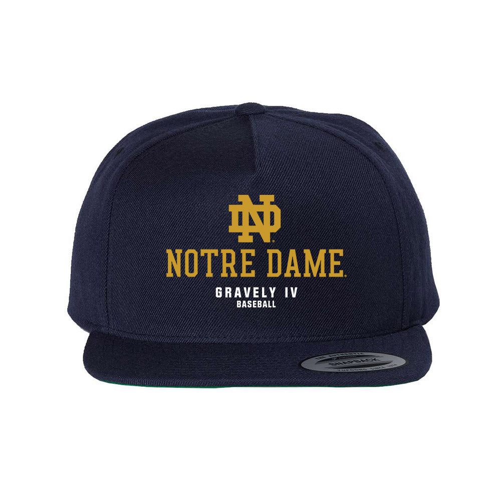 Notre Dame - NCAA Baseball : Warren Gravely IV - Snapback Hat-0
