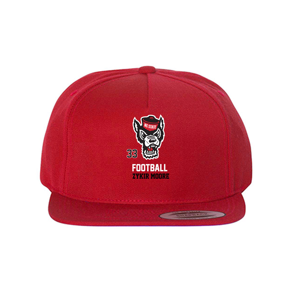 NC State - NCAA Football : Zykir Moore - Snapback Hat-0