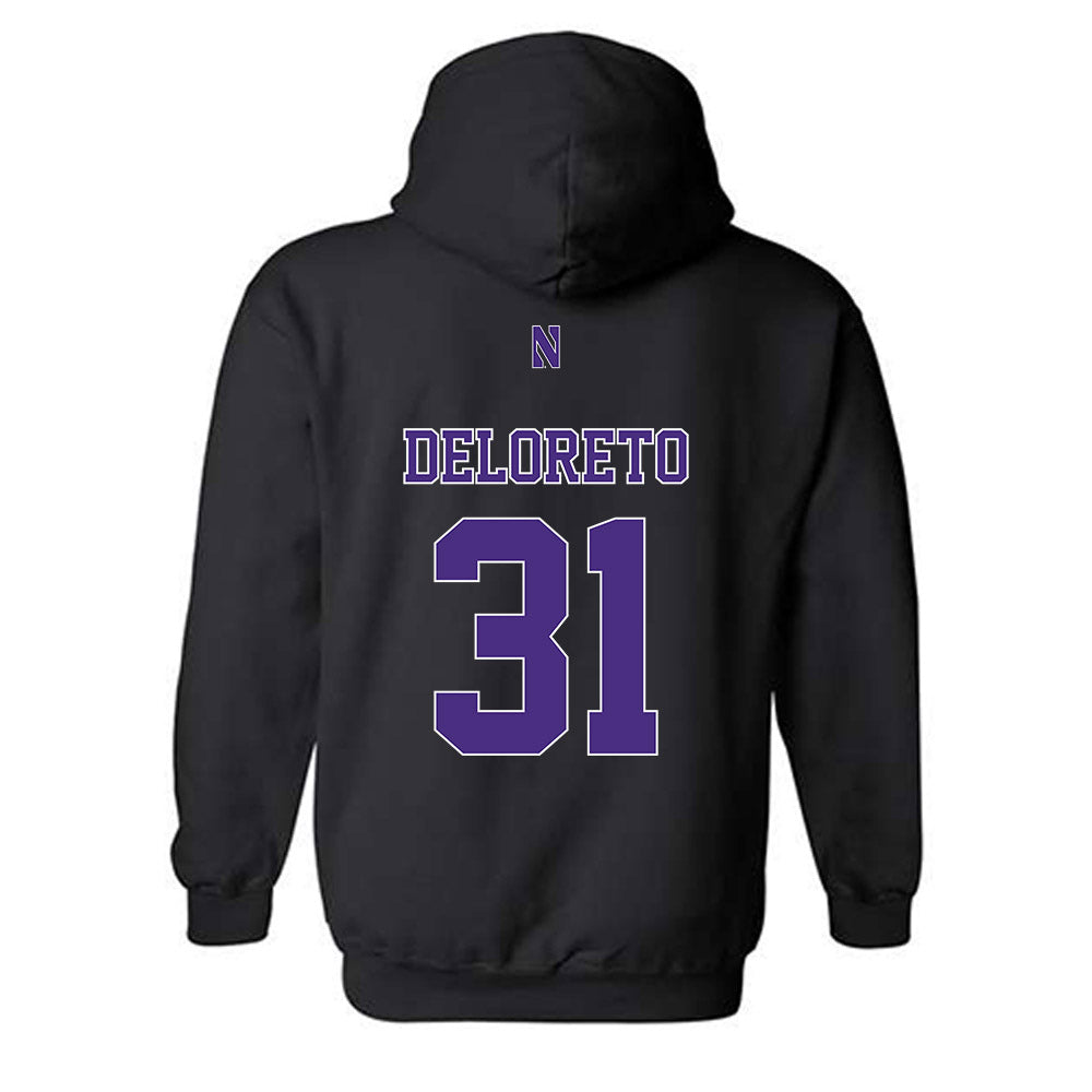 Northwestern - NCAA Baseball : Dominic DeLoreto - Classic Shersey Hooded Sweatshirt-1