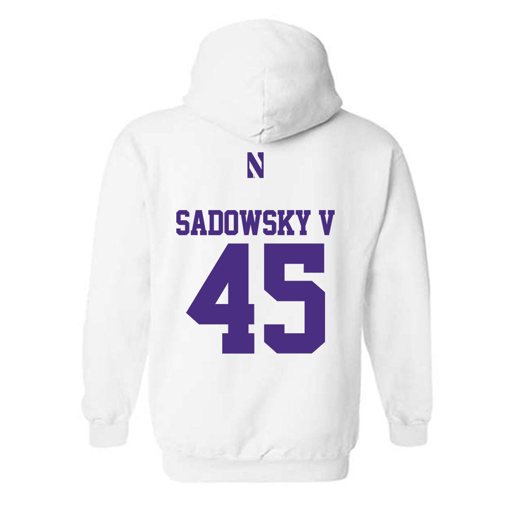Northwestern - NCAA Football : Jack Sadowsky V - Classic Shersey Hooded Sweatshirt-1