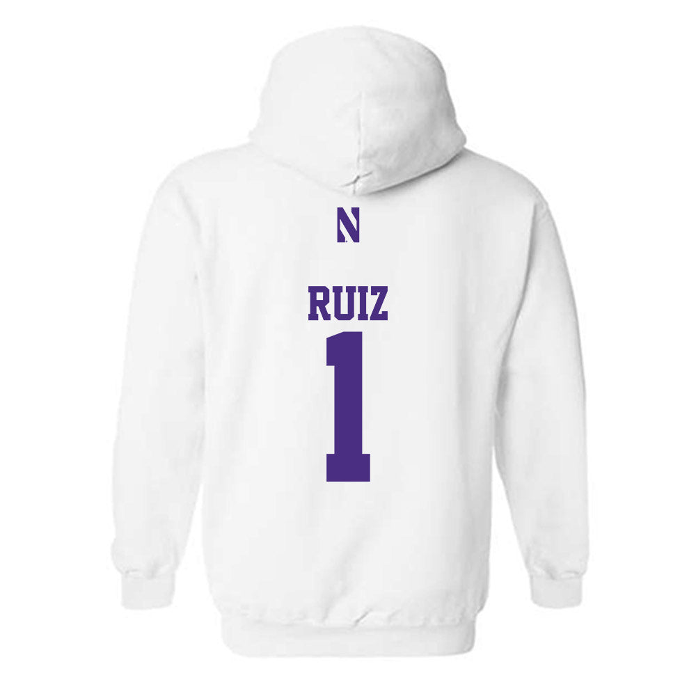 Northwestern - NCAA Baseball : Noah Ruiz - Classic Shersey Hooded Sweatshirt-1