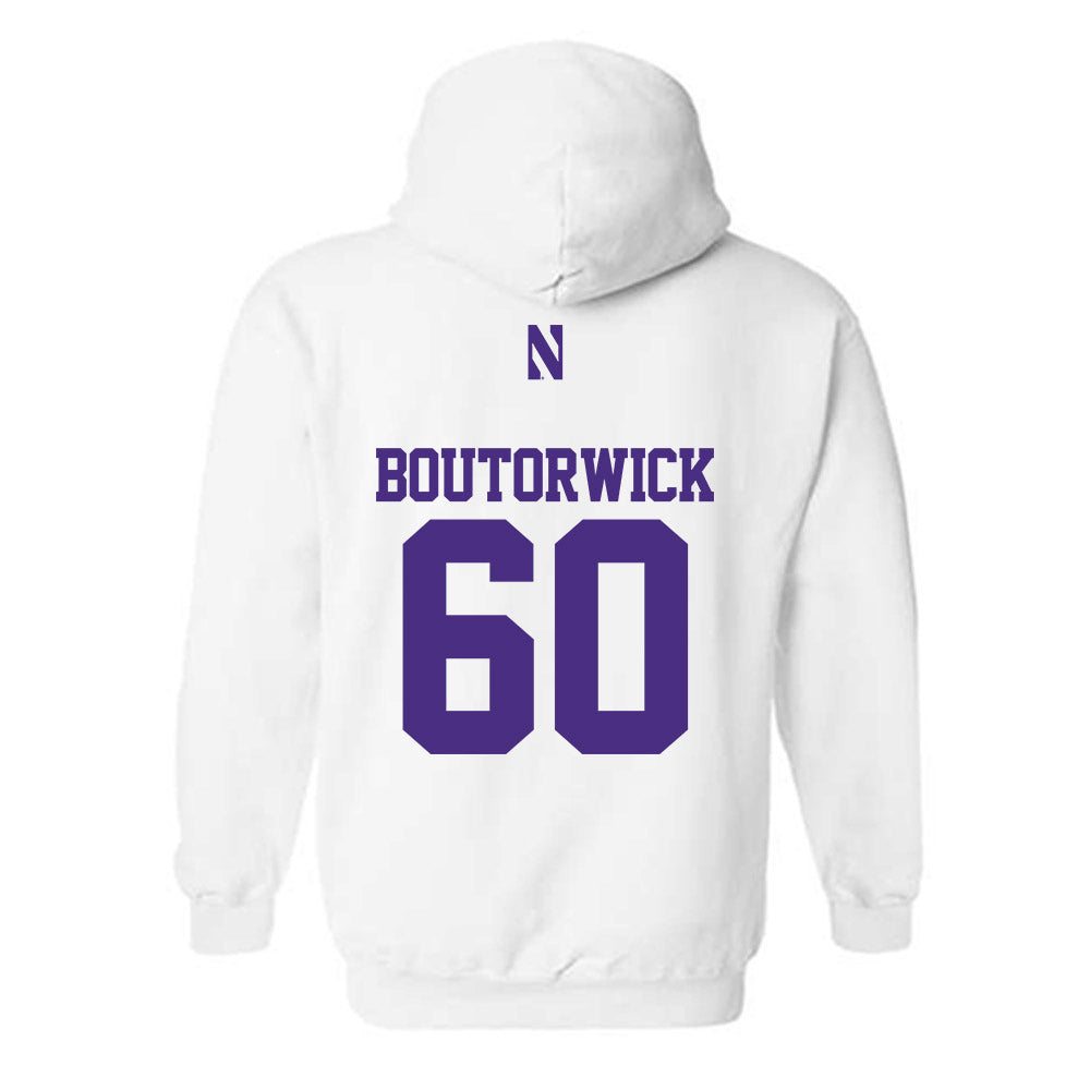 Northwestern - NCAA Football : Evan Boutorwick - Classic Shersey Hooded Sweatshirt-1