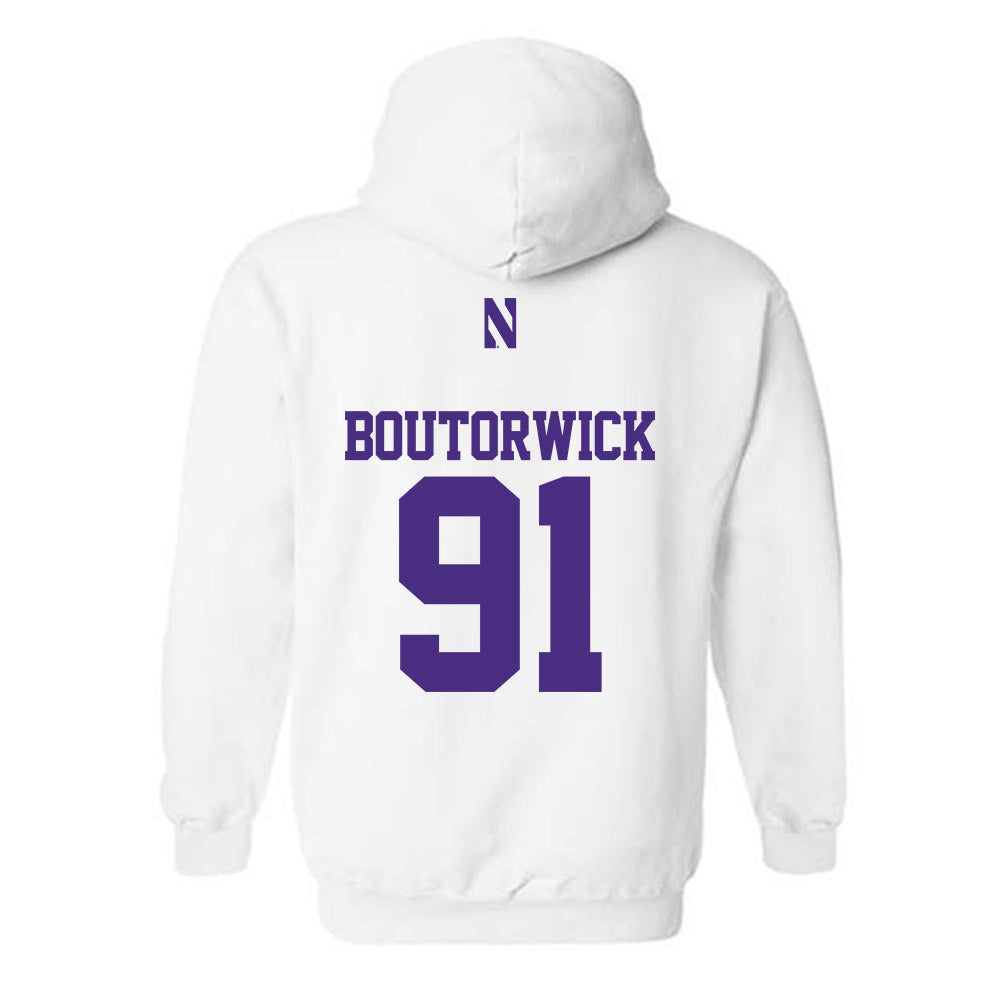 Northwestern - NCAA Football : Evan Boutorwick - Classic Shersey Hooded Sweatshirt-1