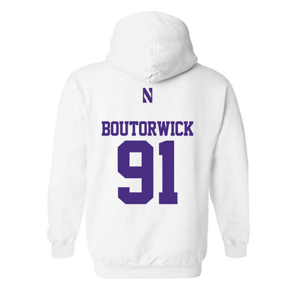 Northwestern - NCAA Football : Evan Boutorwick - Classic Shersey Hooded Sweatshirt-1