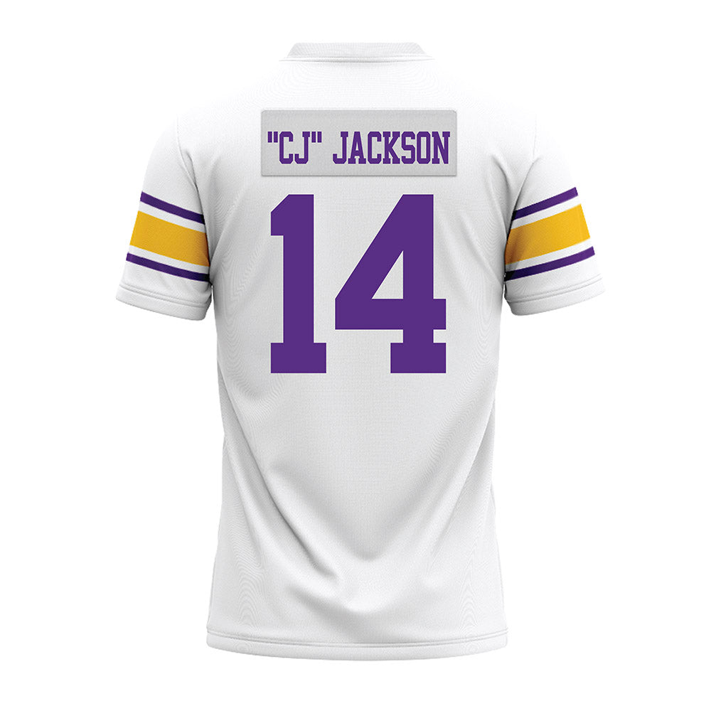 LSU - NCAA Football : Christopher "CJ" Jackson - White Premium Football Jersey-1
