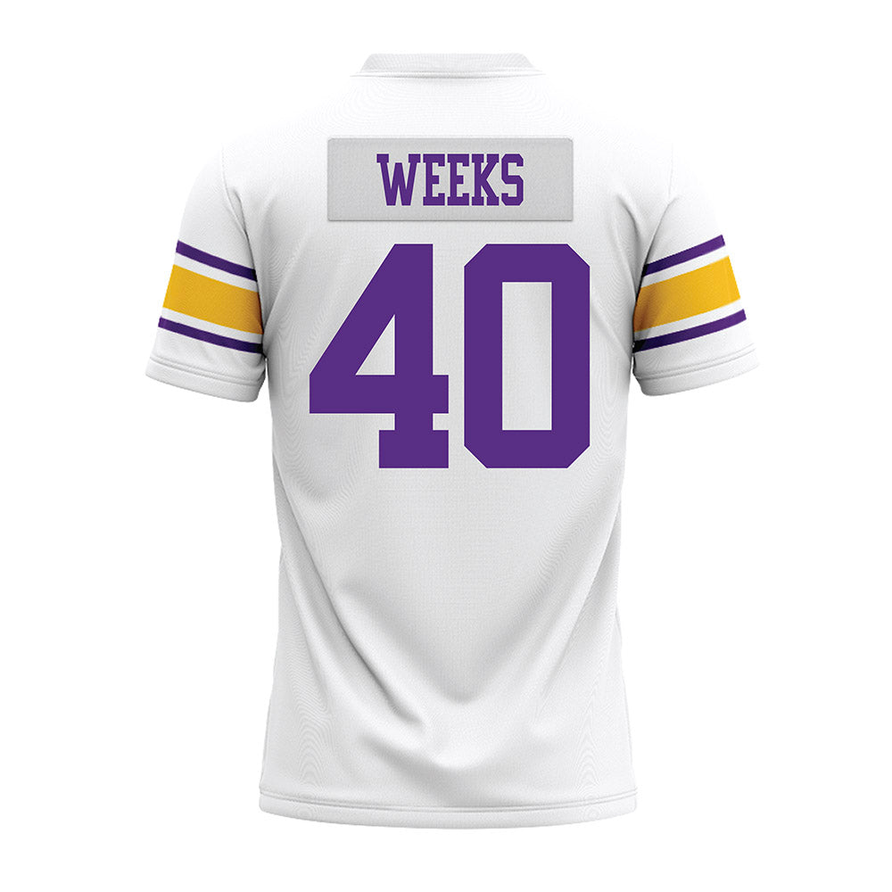 LSU - NCAA Football : Whit Weeks - White Premium Football Jersey-1