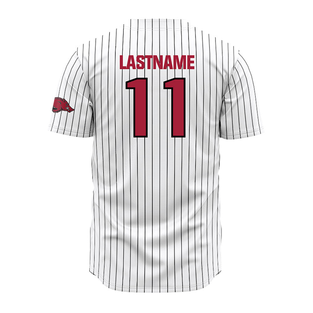 Arkansas - NCAA Baseball : Luke Cornelison - White Striped Jersey-1