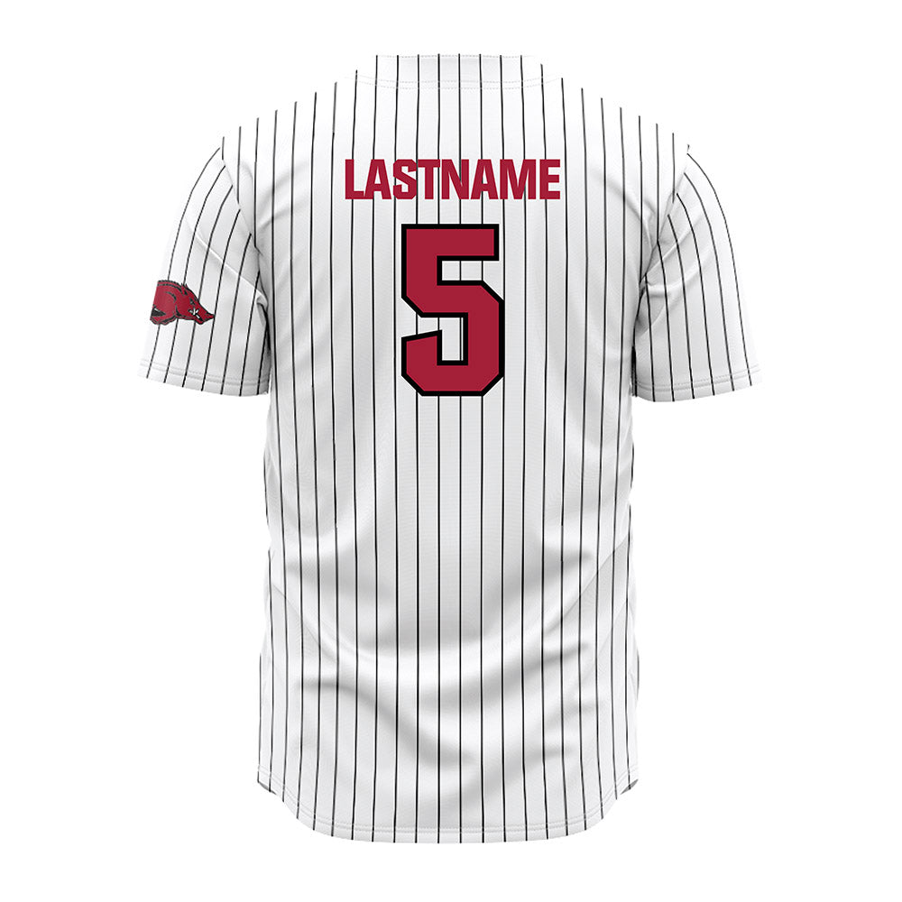 Arkansas - NCAA Baseball : TJ Pompey - White Striped Jersey-1