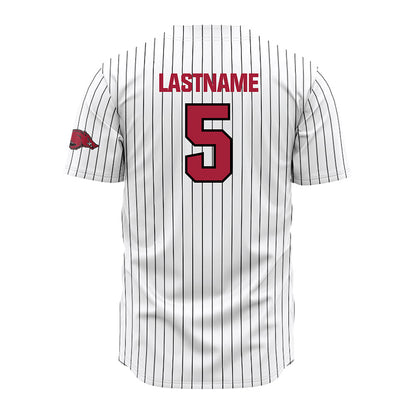 Arkansas - NCAA Baseball : TJ Pompey - White Striped Jersey-1